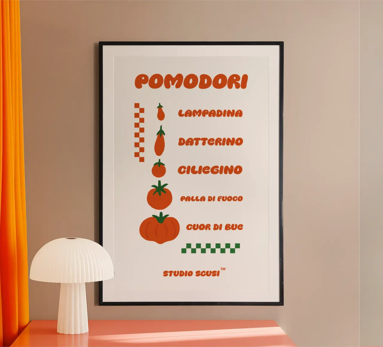 Pomodori - Tomatoe Types poster con telaio in plastica da studio scusi