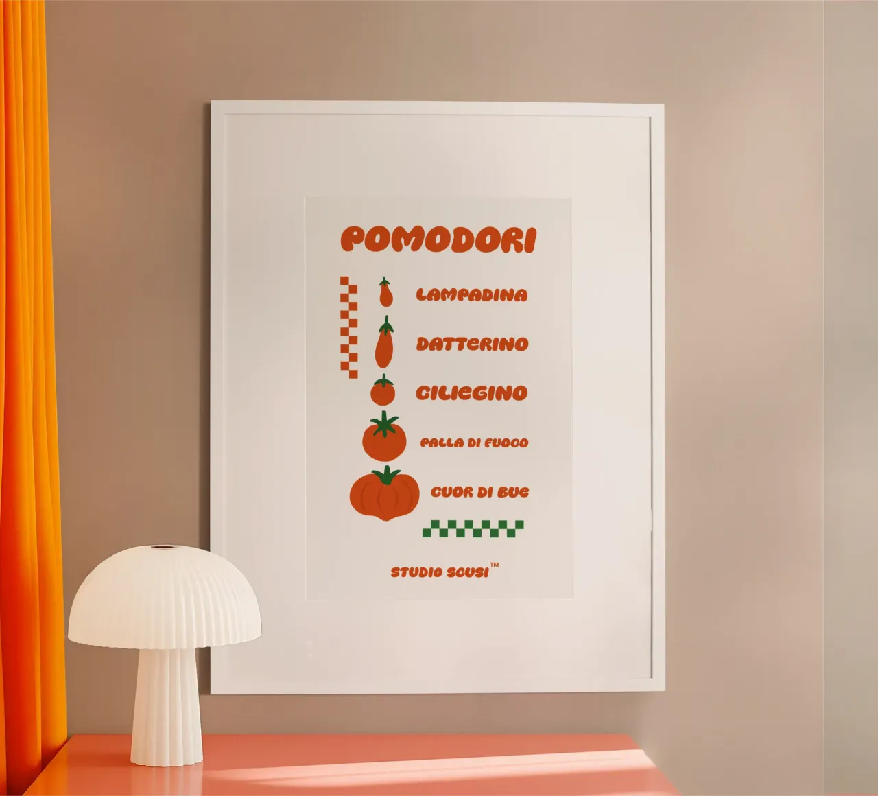 Pomodori - Tomatoe Types poster con telaio in plastica da studio scusi