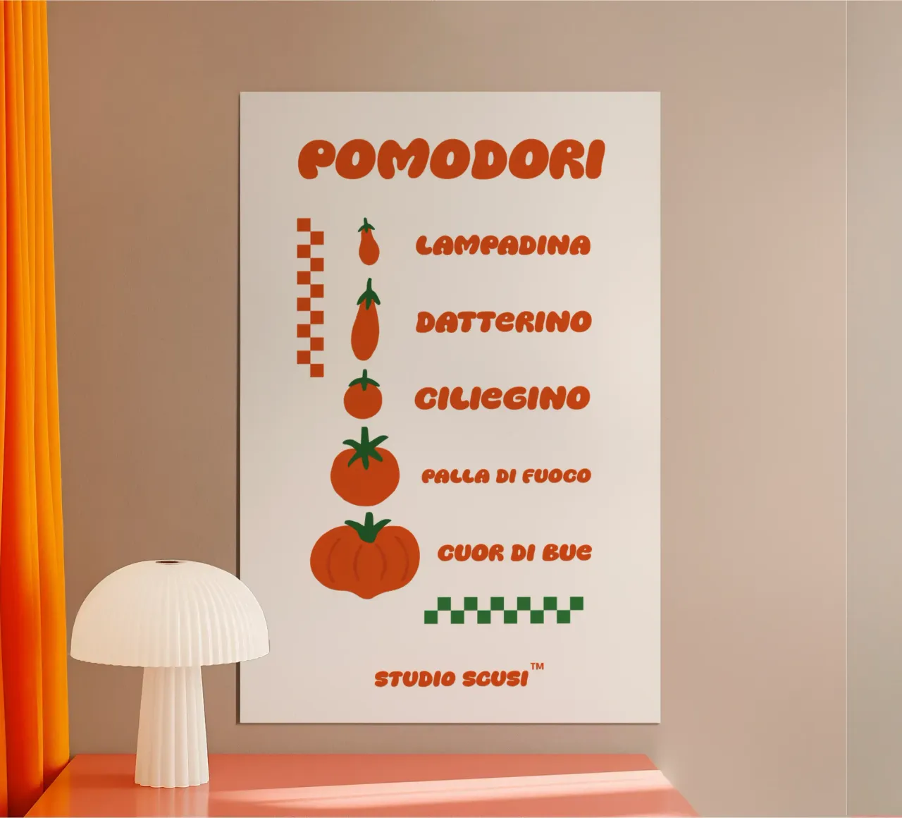 Pomodori - Tomatoe Types poster con telaio in plastica da studio scusi