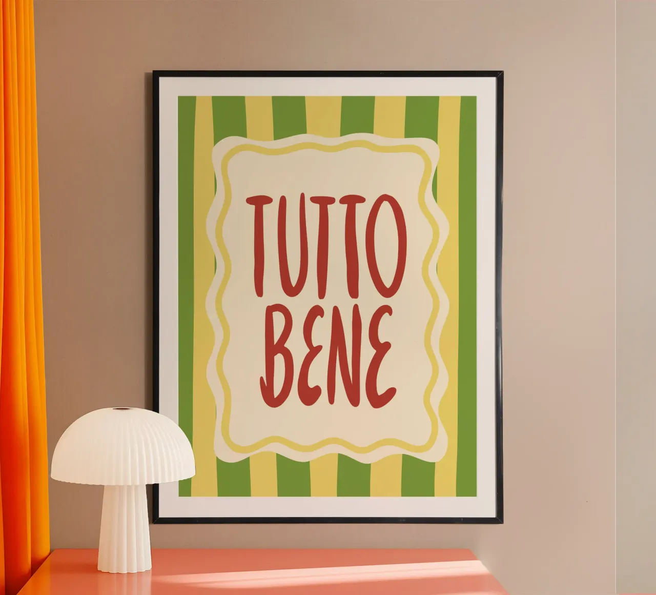 Tutto Bene poster con telaio in alluminio da dericktype