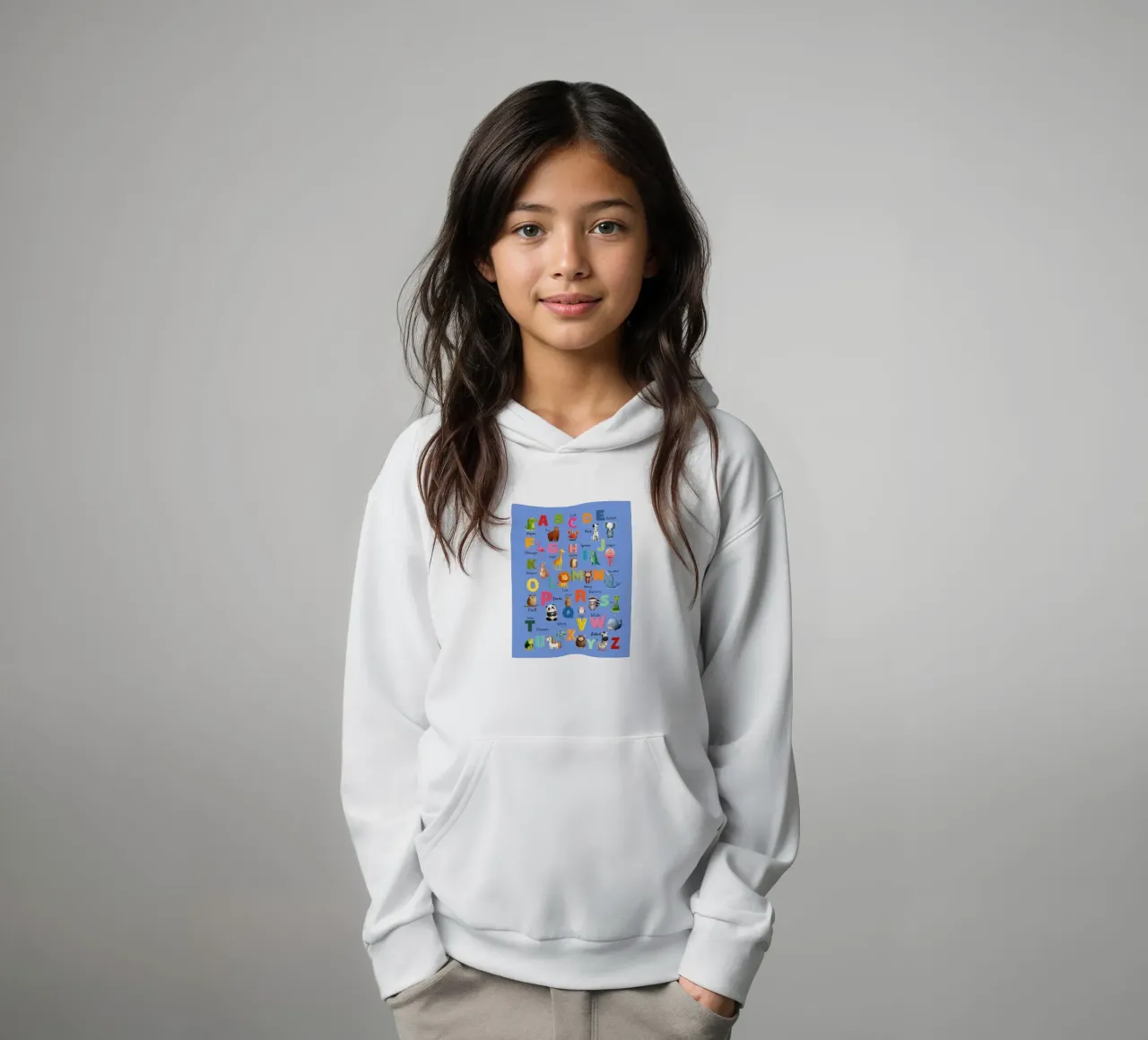 Alphabet Zoo kids hoodie by Kiara