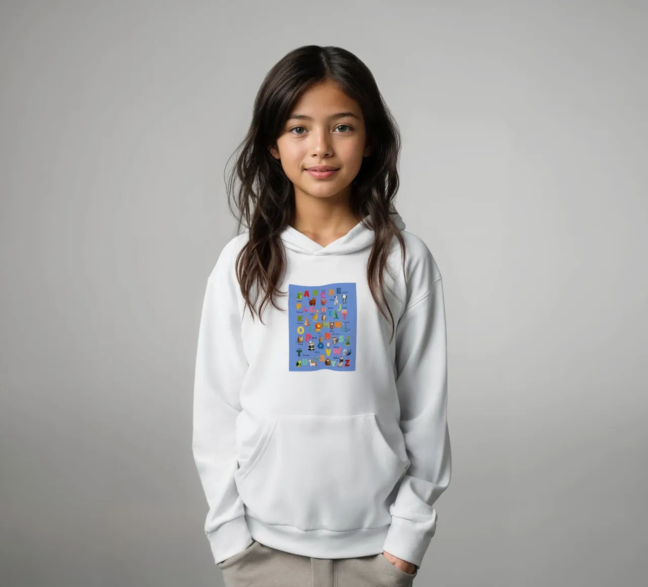 Alphabet Zoo kids hoodie by Kiara