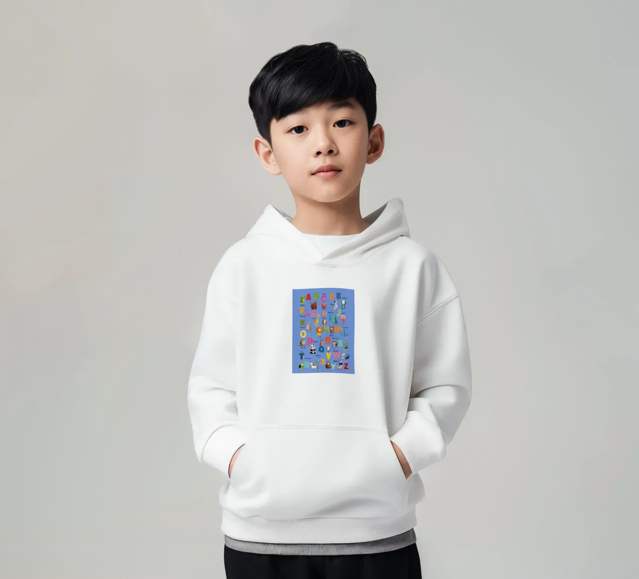 Alphabet Zoo kids hoodie by Kiara
