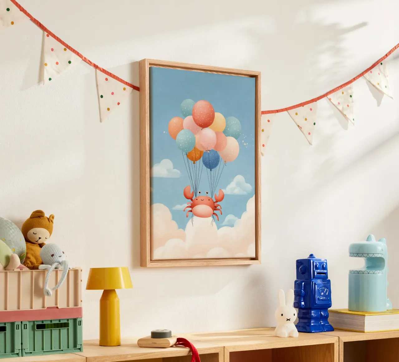 Balloon Ride Crab canvas met Baklijst van Kiara