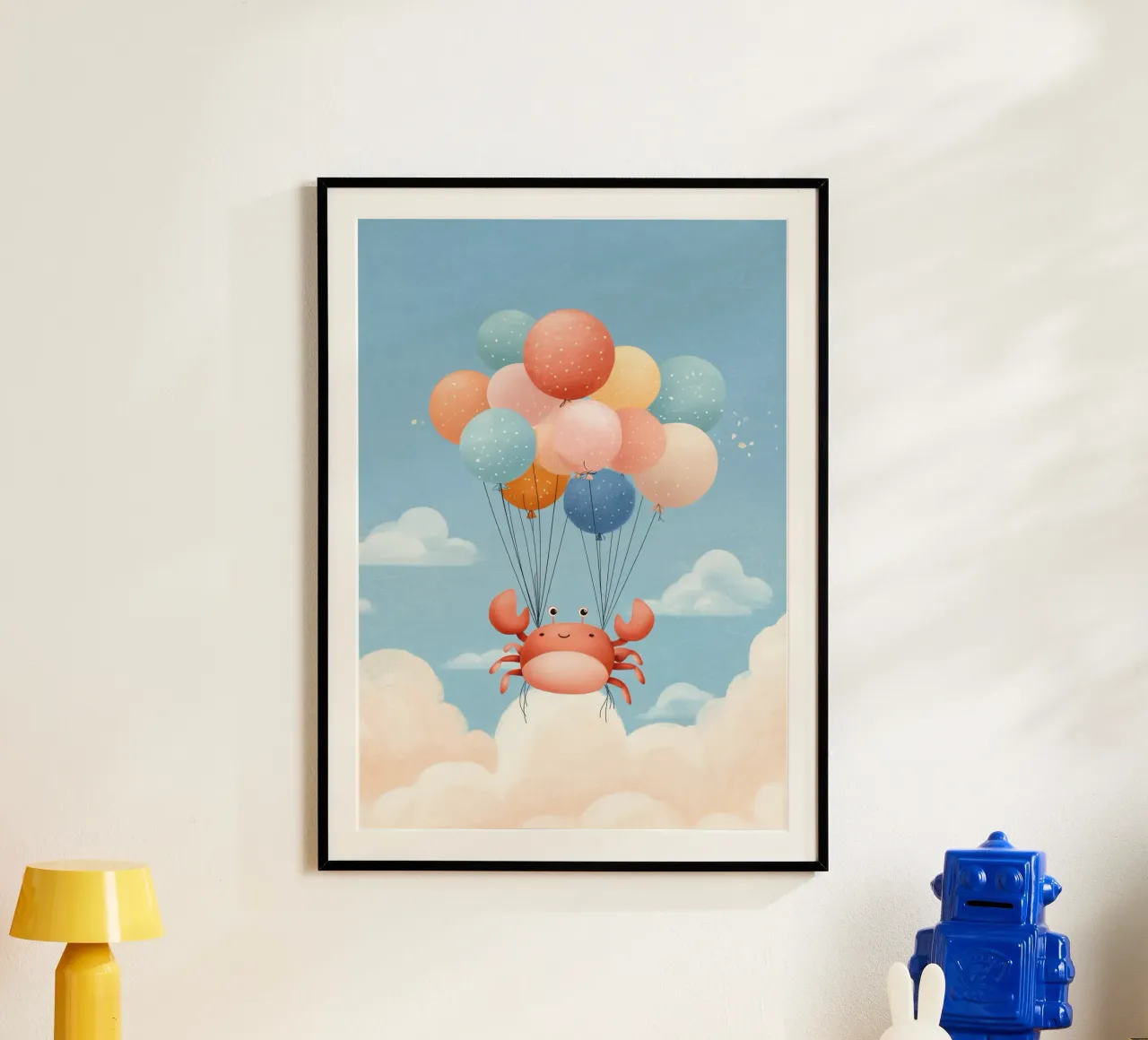 Balloon Ride Crab poster con telaio in alluminio da Kiara