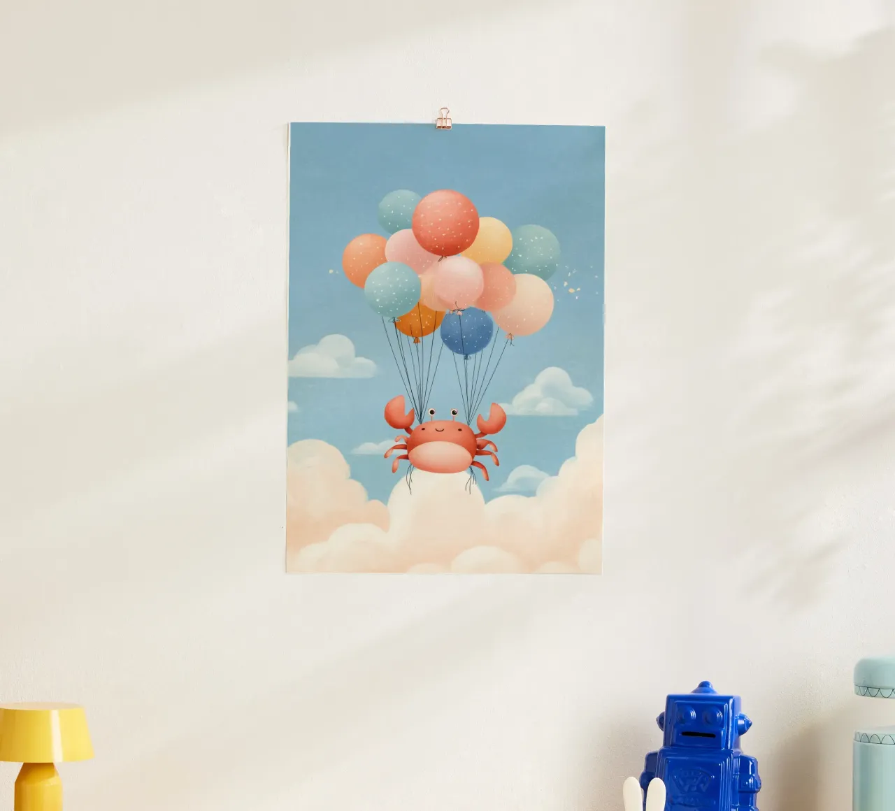 Balloon Ride Crab poster con telaio in alluminio da Kiara