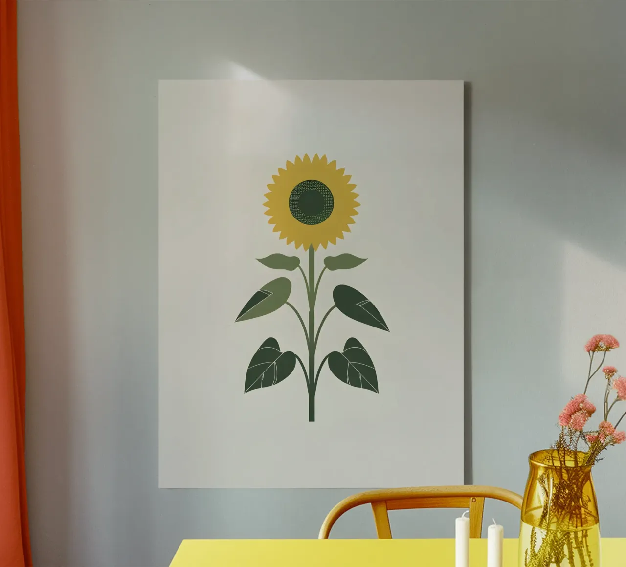 Sunflower Circle canvas with Floater frame by The Green Room