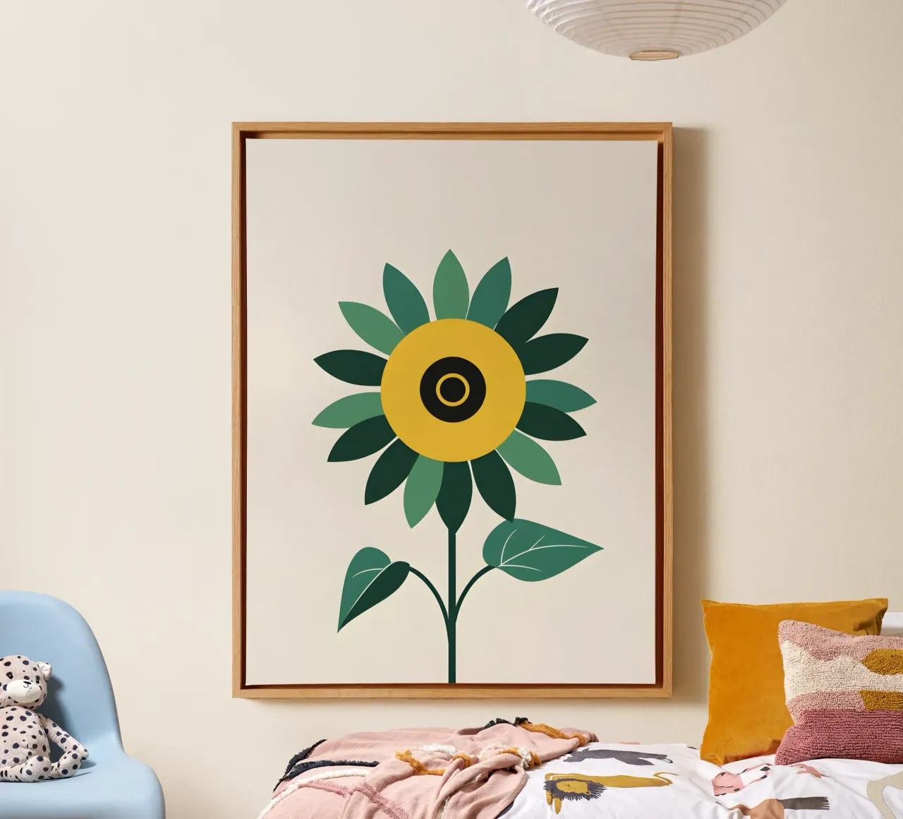 Zonnebloem Cirkel canvas met Baklijst van The Green Room