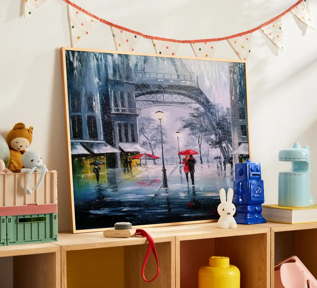 The first snow in Paris Poster mit Aluminium Rahmen von todeo mark