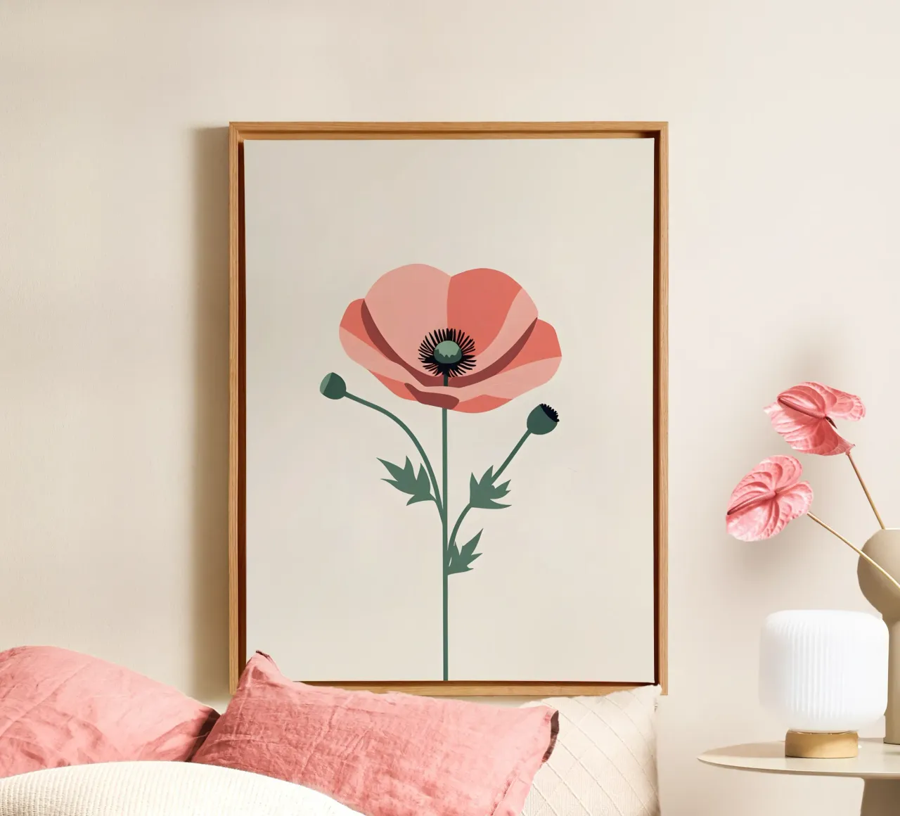 Klaproos Silhouet canvas met Baklijst van The Green Room
