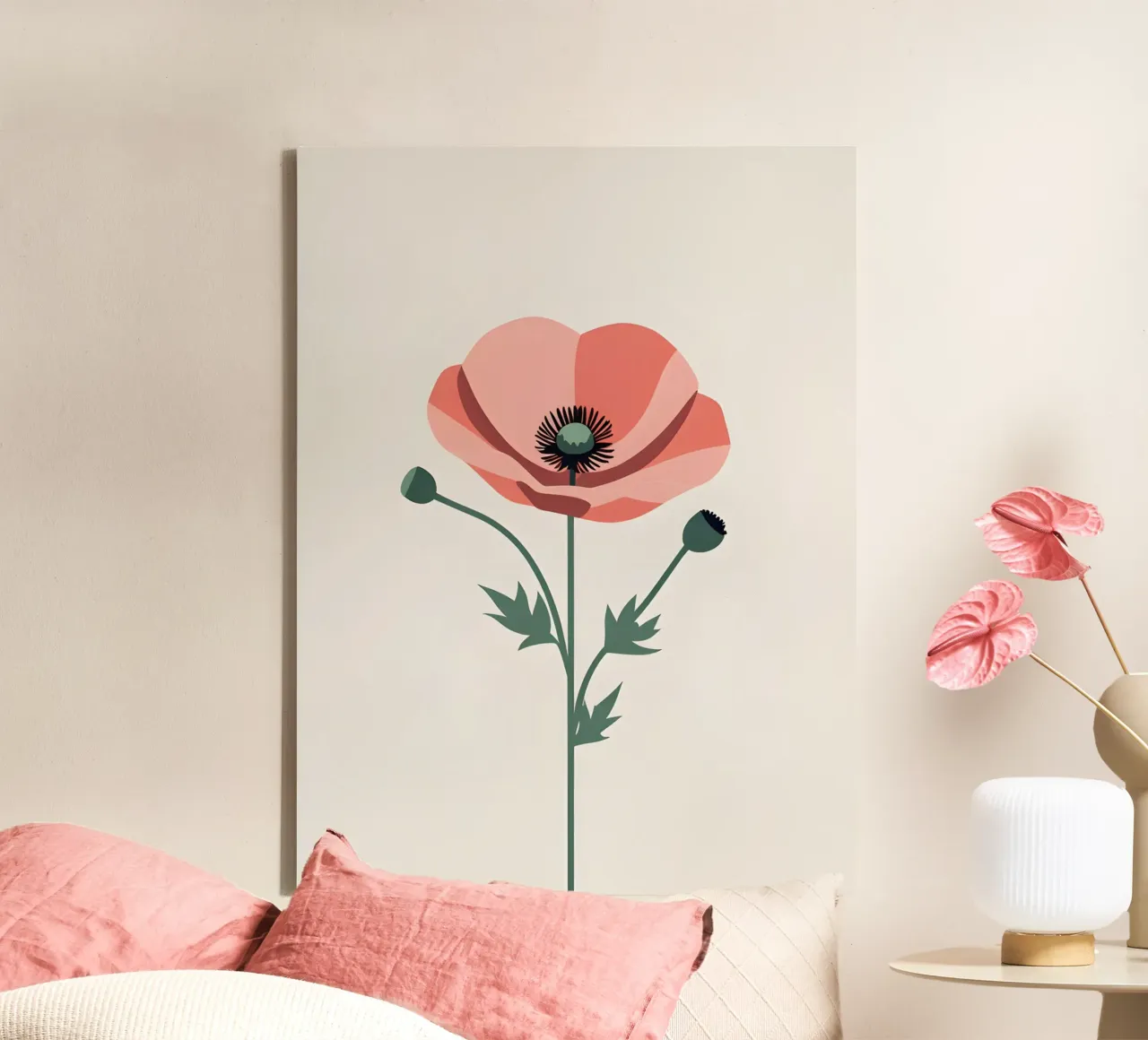 Klaproos Silhouet canvas met Baklijst van The Green Room