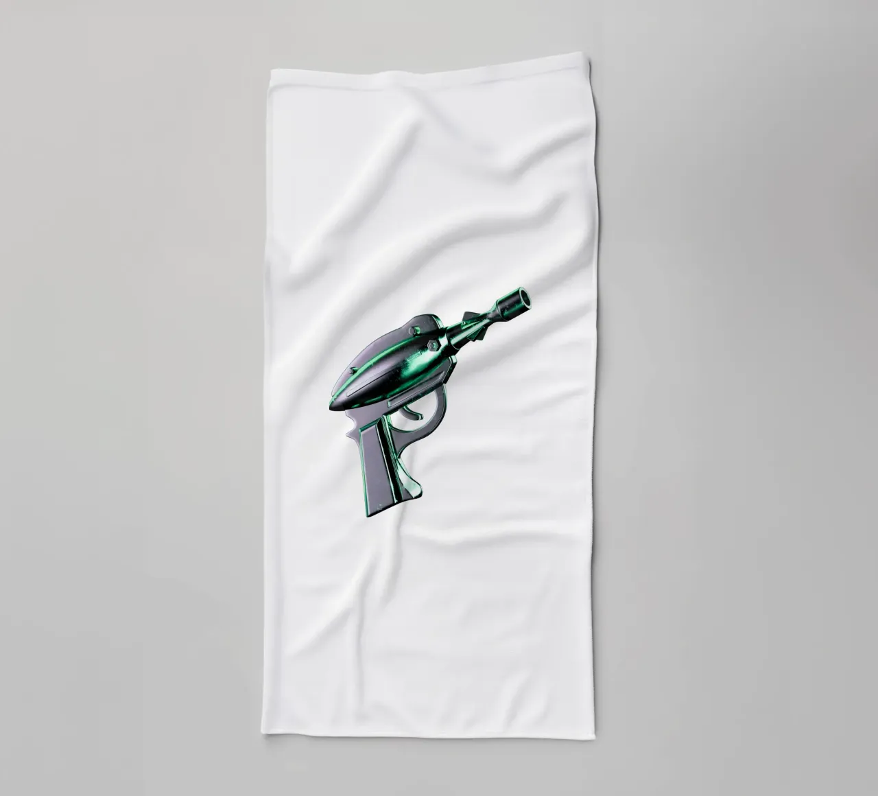 Futuristic chromed gun and matrix background towel by morphinaeblue