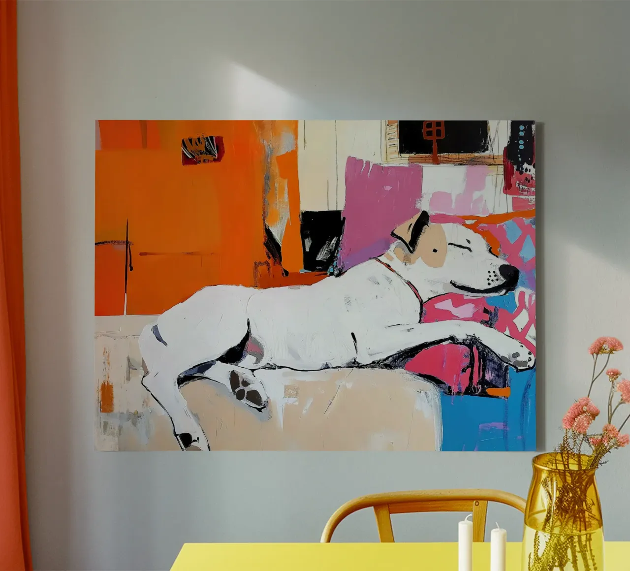 Siesta Sleeping Dog canvas with Floater frame by estelle bard
