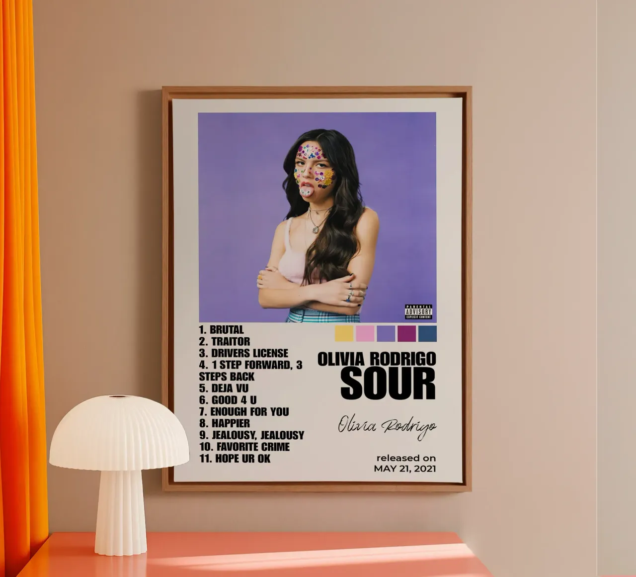 Olivia Rodrigo Sour lienzo con Marco flotante de Roronoa7