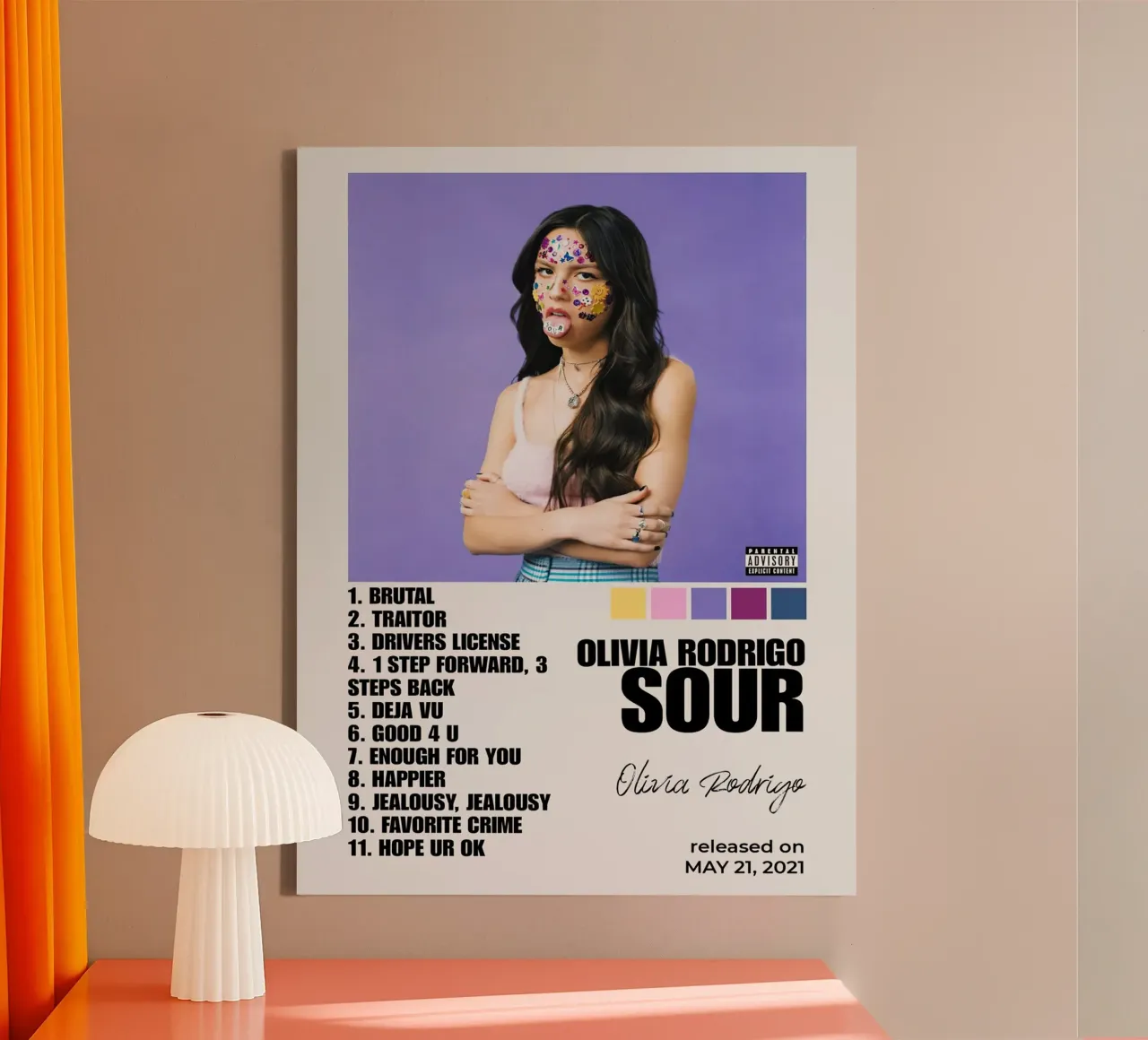 Olivia Rodrigo Sour lienzo con Marco flotante de Roronoa7