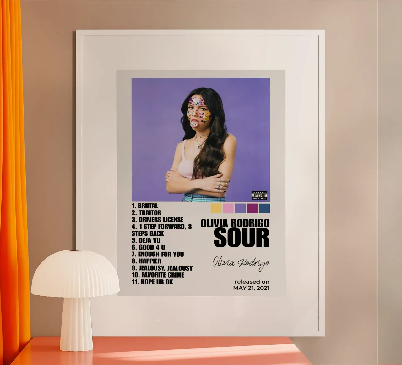 Olivia Rodrigo Sour poster con telaio in legno da Roronoa7