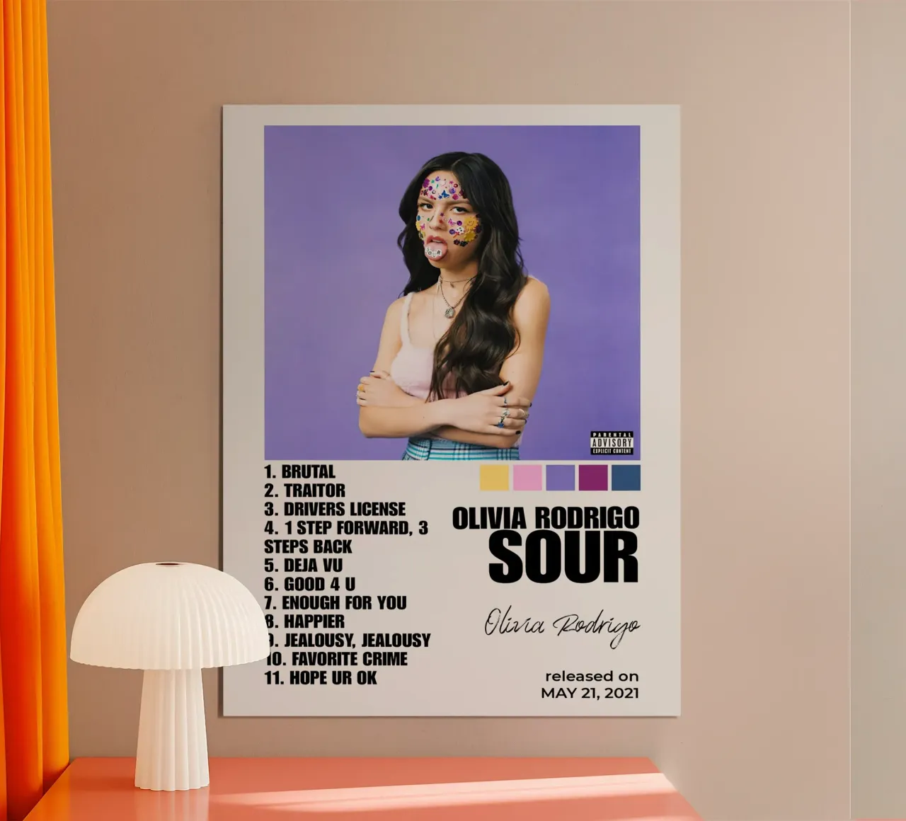 Olivia Rodrigo Sour poster con telaio in legno da Roronoa7