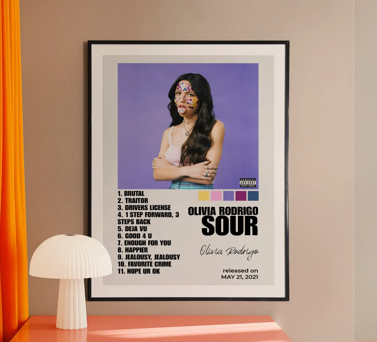 Olivia Rodrigo Sour poster con telaio in legno da Roronoa7