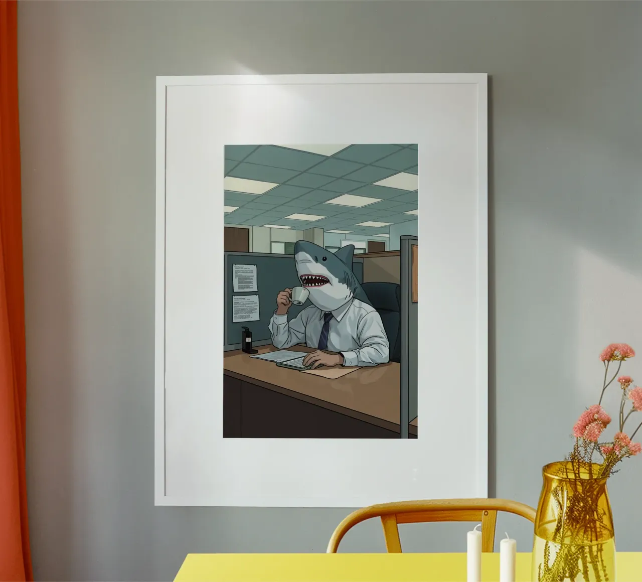 Responsabile della pesca di squali poster con telaio in alluminio da DesignDoodle