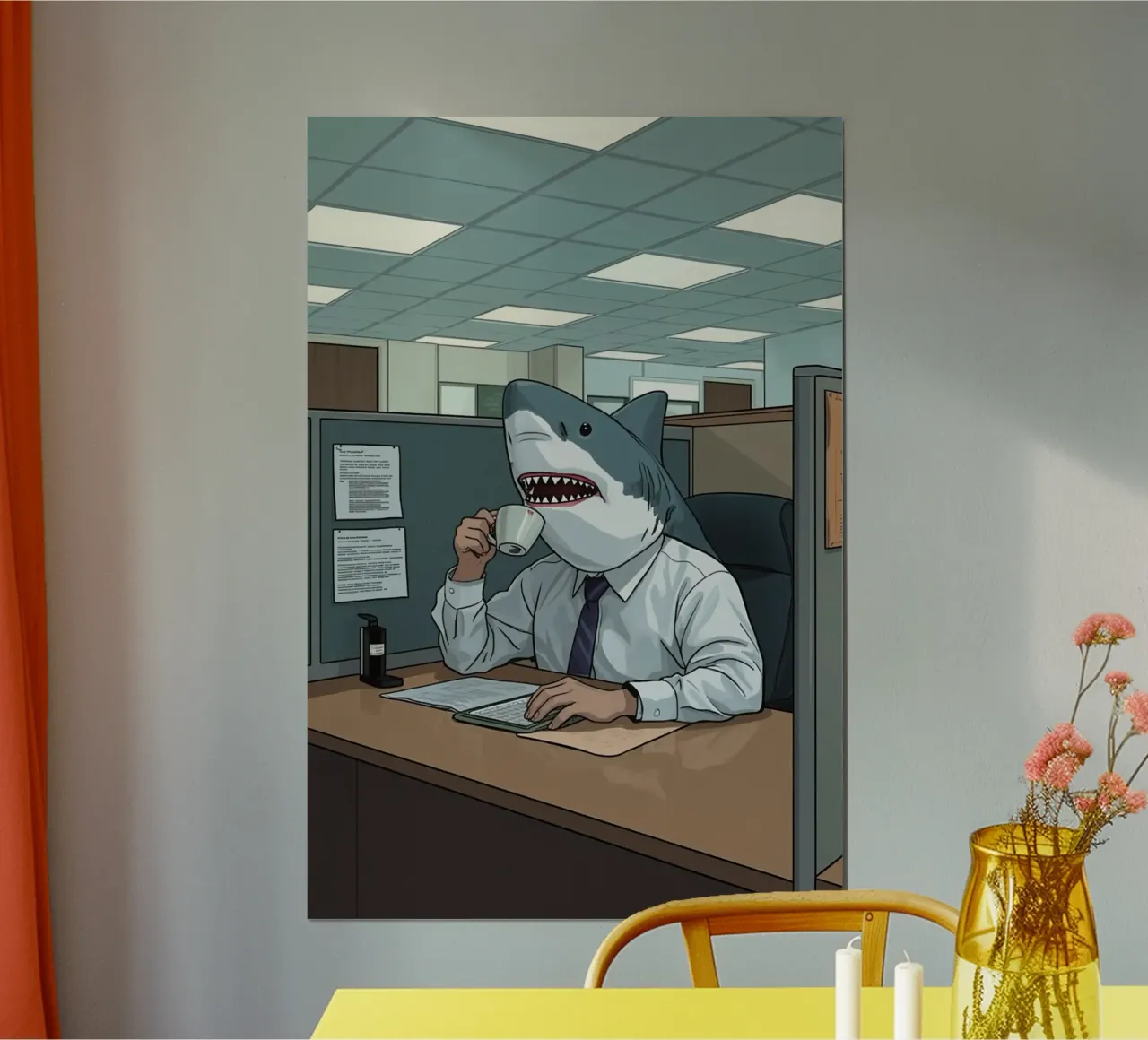 Responsabile della pesca di squali poster con telaio in alluminio da DesignDoodle