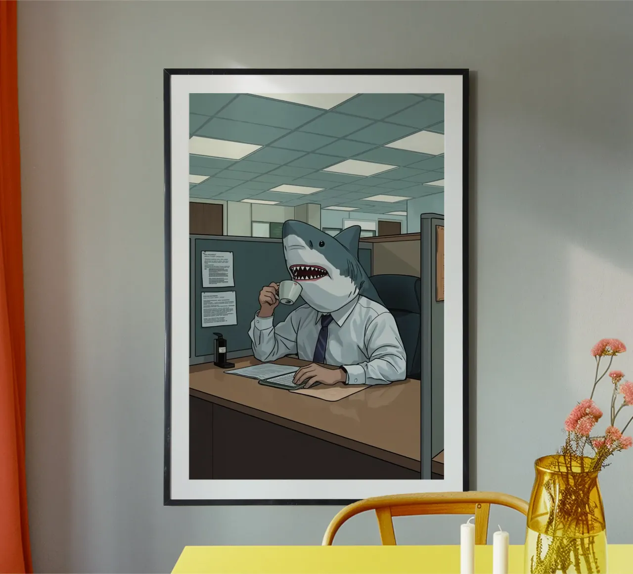 Responsabile della pesca di squali poster con telaio in alluminio da DesignDoodle