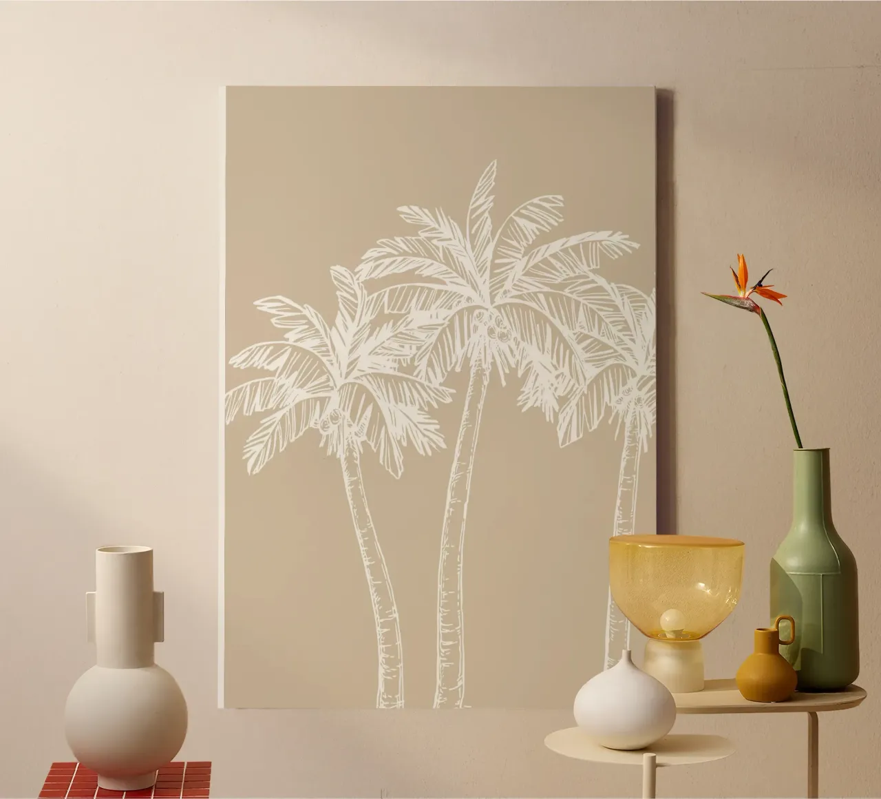 Boho Palm Tree Sketch - Minimalist Tropical Beach Print canvas by dawnthesea