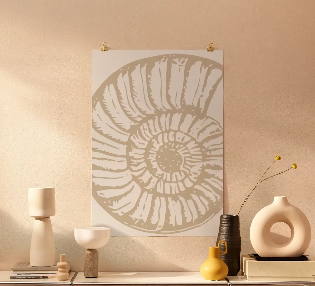 Nautilus Shell Abstract - Minimalist Coastal Print hahnemühle by dawnthesea