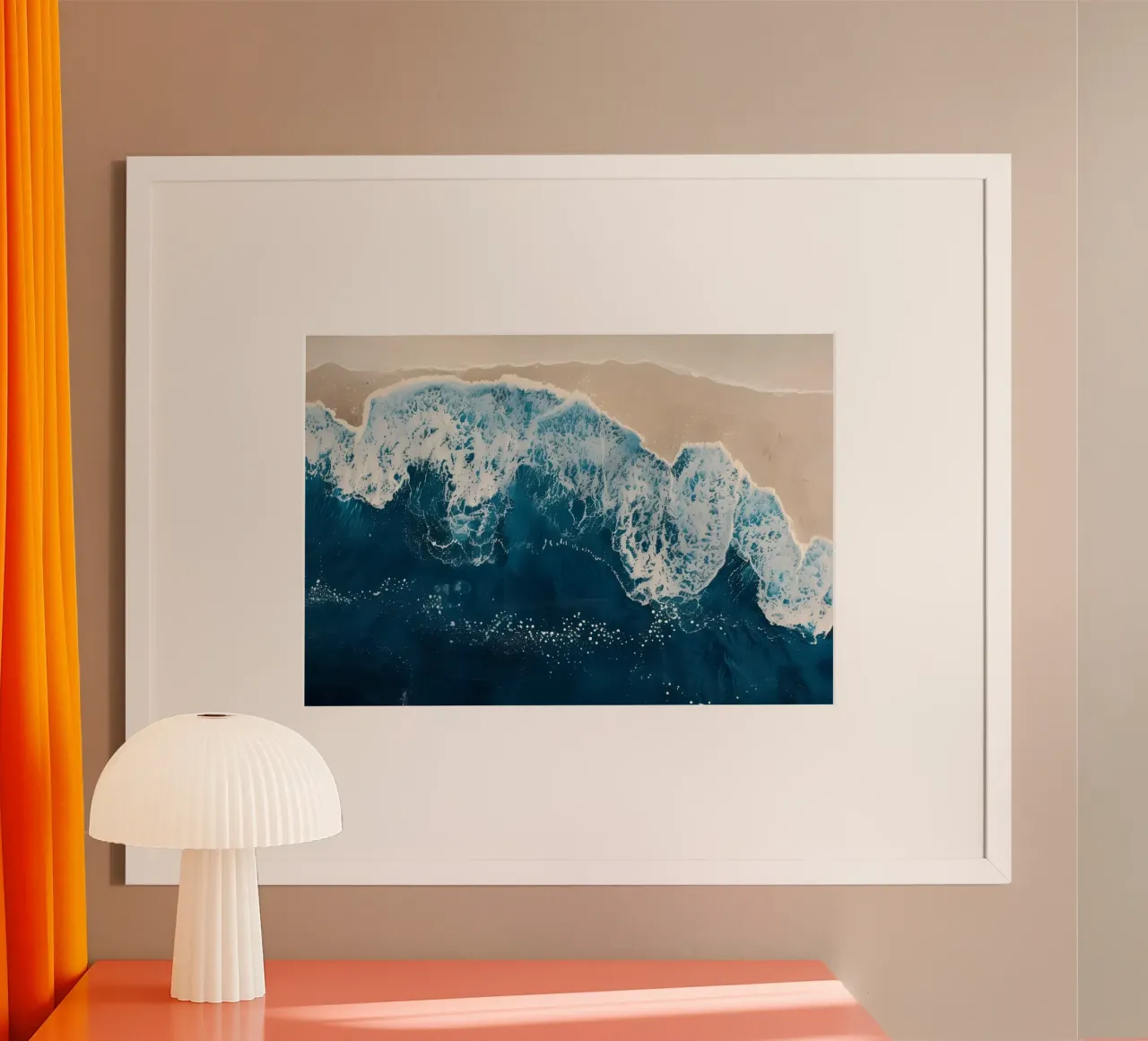 Aerial Ocean Wave View - Beach Foam Art Print poster with aluminum frame by dawnthesea