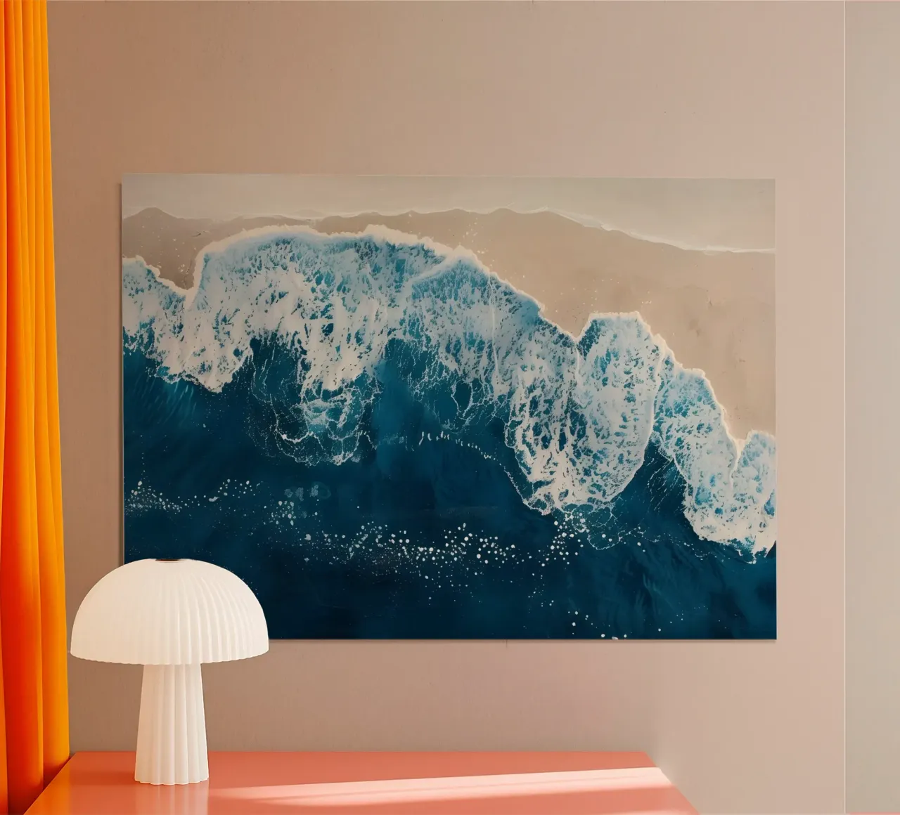 Aerial Ocean Wave View - Beach Foam Art Print poster with aluminum frame by dawnthesea