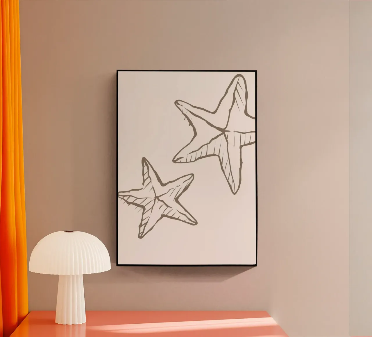 Starfish Sketch - Boho Coastal Neutral Art Print metacrilato de dawnthesea