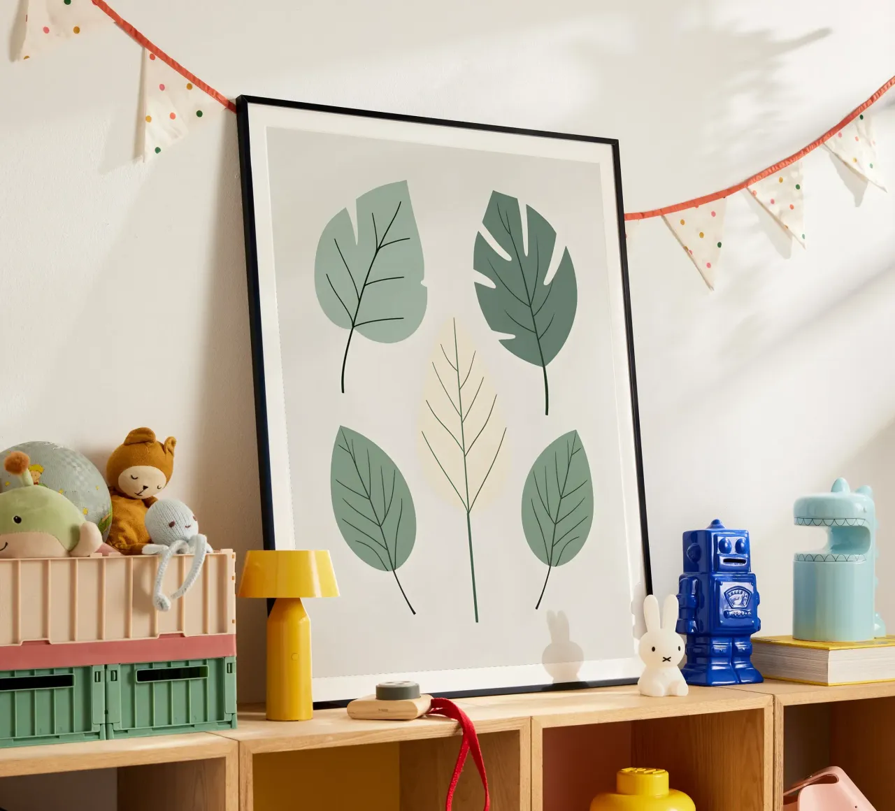 Composizione a tre foglie poster con telaio in alluminio da The Green Room
