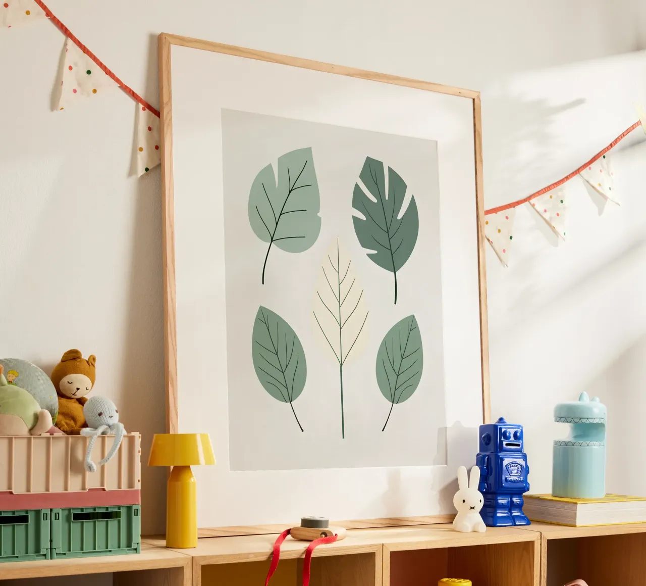 Composizione a tre foglie poster con telaio in alluminio da The Green Room