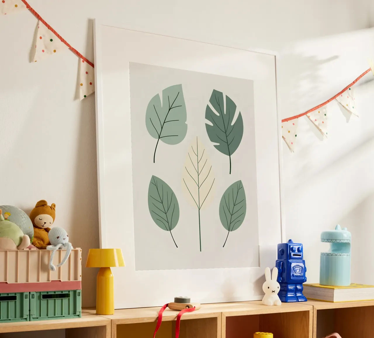 Composizione a tre foglie poster con telaio in alluminio da The Green Room
