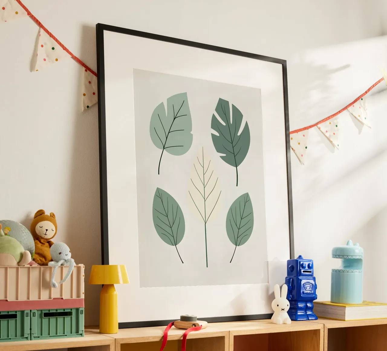 Composizione a tre foglie poster con telaio in alluminio da The Green Room