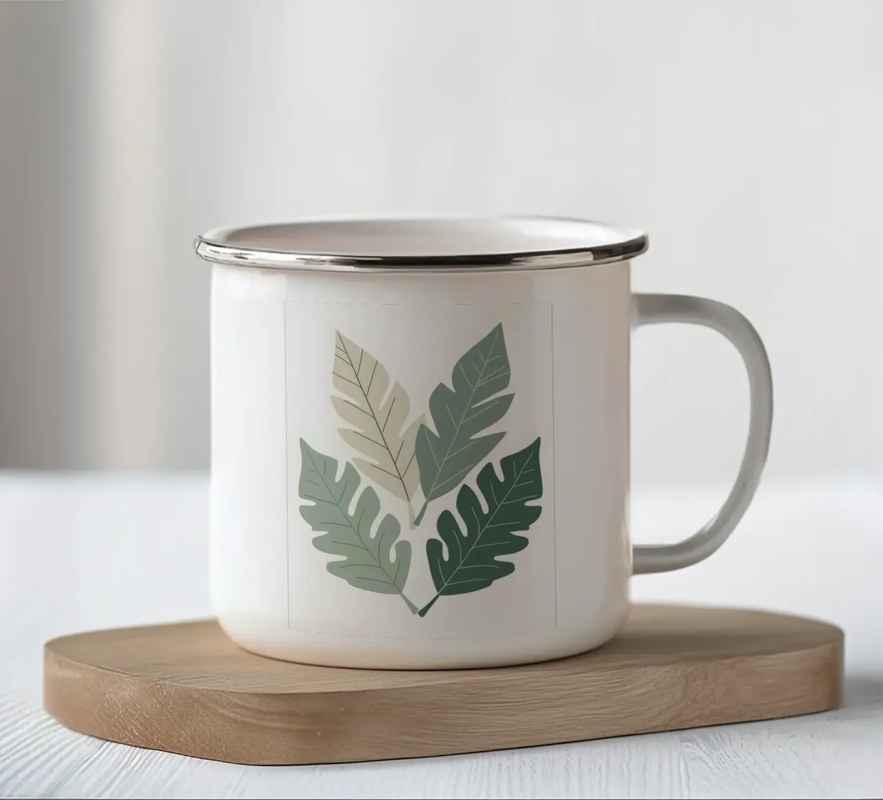 Composizione a tre foglie tazza in smalto da Botanical Gallery