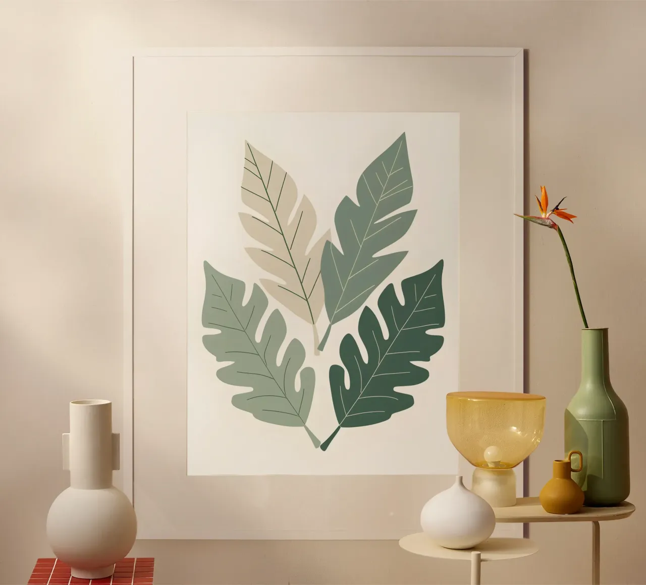 Composizione a tre foglie poster con telaio in alluminio da The Green Room