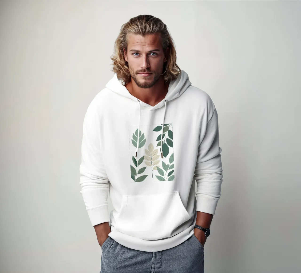 Composizione a tre foglie felpa con cappuccio da Botanical Gallery