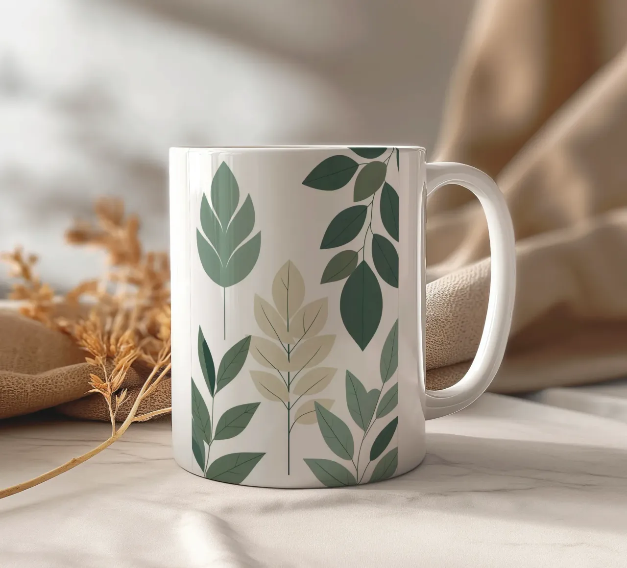 Composizione a tre foglie tazza in ceramica da Botanical Gallery