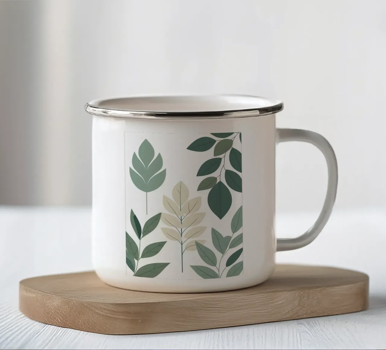Composizione a tre foglie tazza in smalto da Botanical Gallery