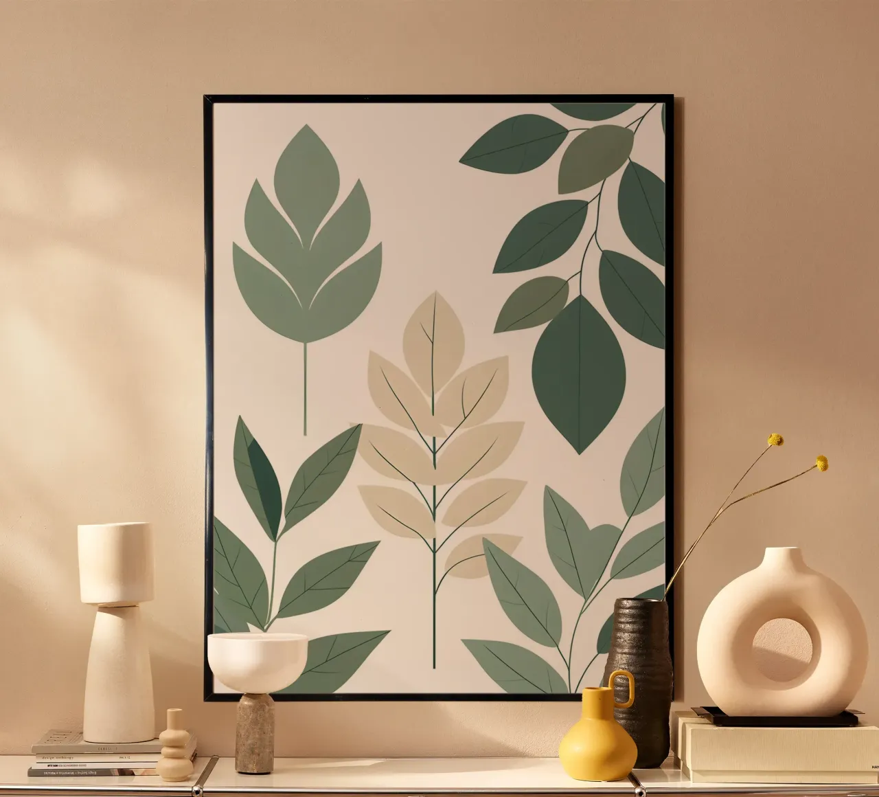 Composizione a tre foglie poster con telaio in plastica da The Green Room