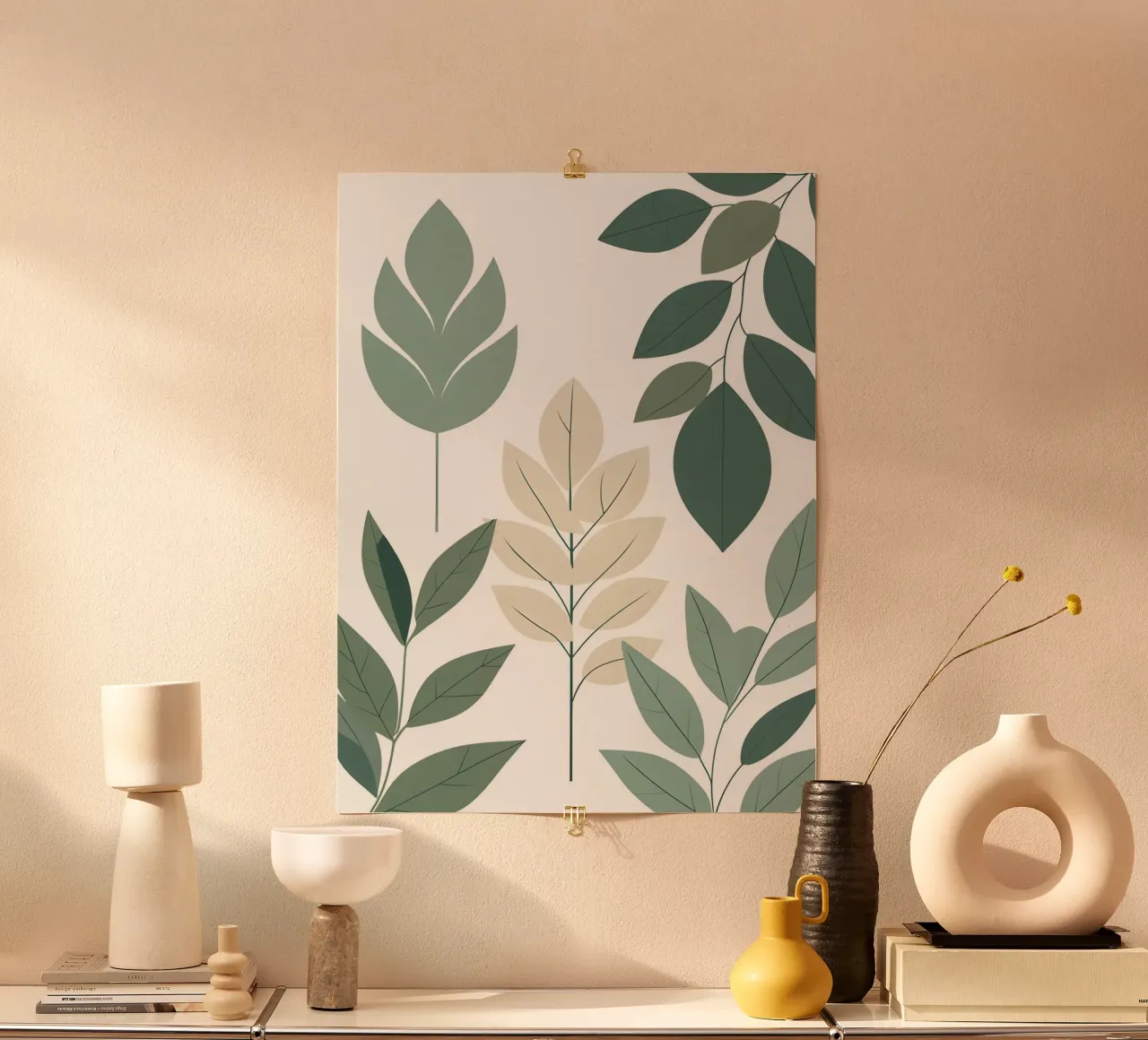 Composizione a tre foglie poster con telaio in plastica da The Green Room