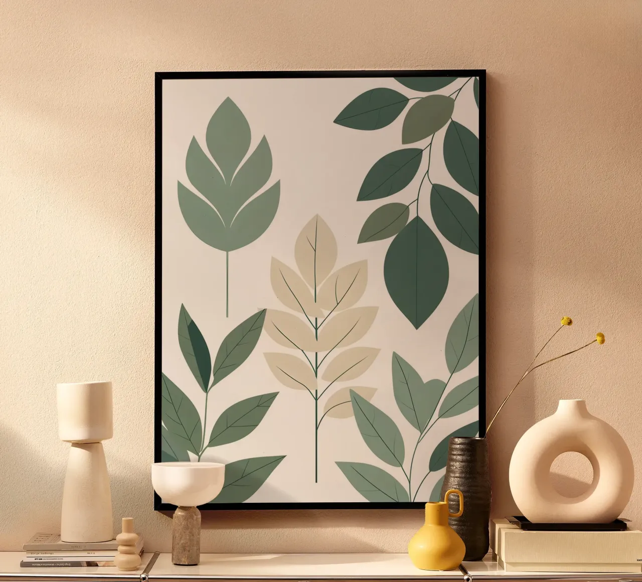 Composizione a tre foglie poster con telaio in plastica da The Green Room