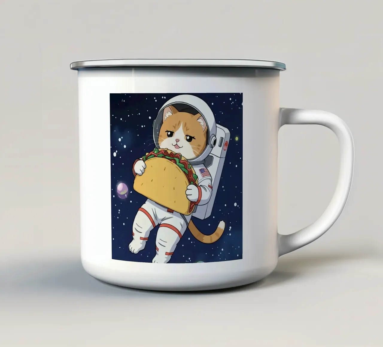 Taco il Catstronauta tazza in smalto da DesignDoodle