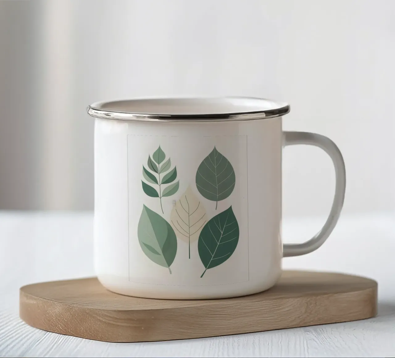 Composizione a tre foglie tazza in smalto da Botanical Gallery