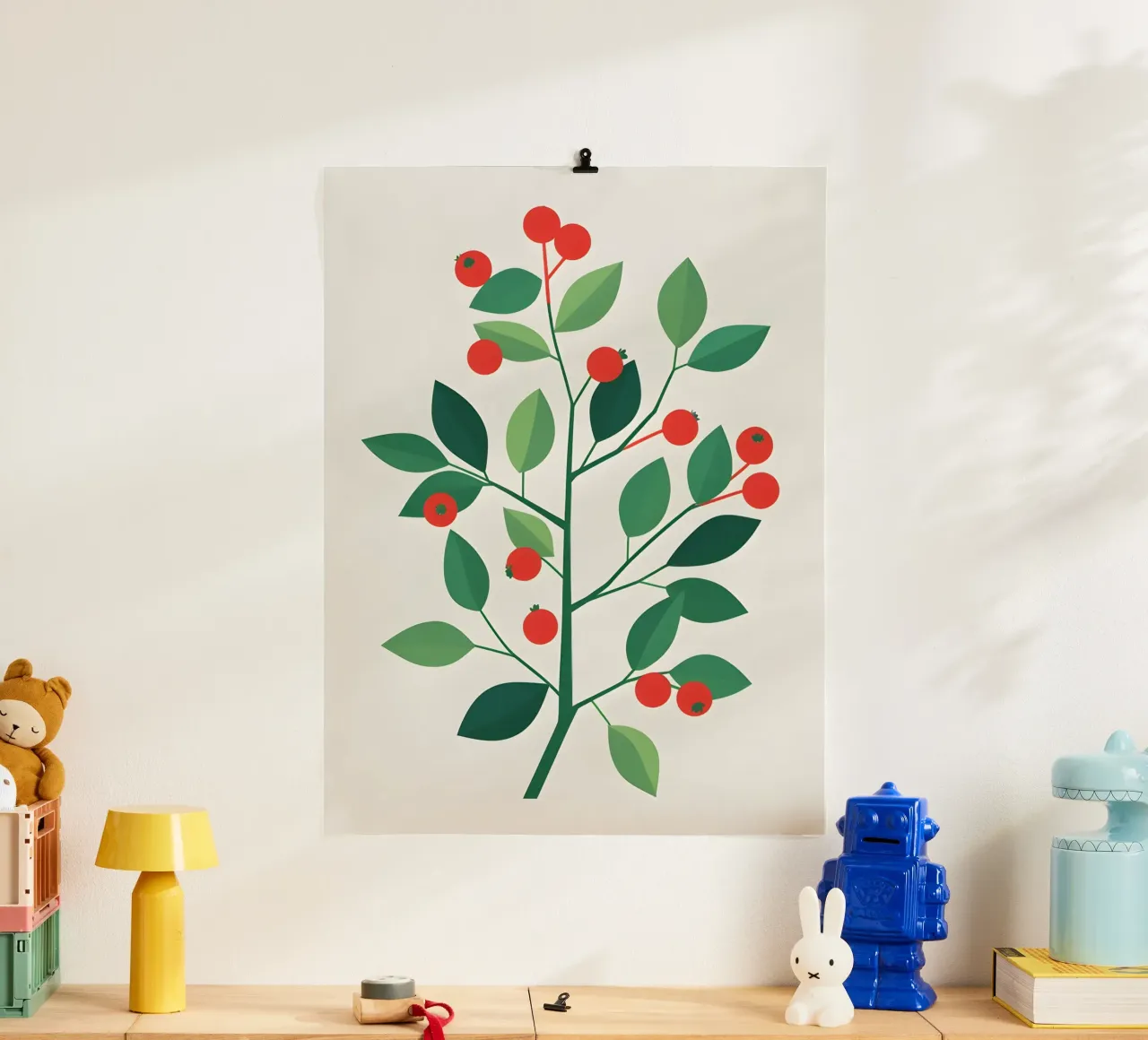 Ramo con bacche poster con telaio in plastica da The Green Room