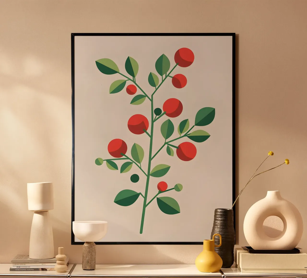 Ramo con bacche poster con telaio in plastica da The Green Room