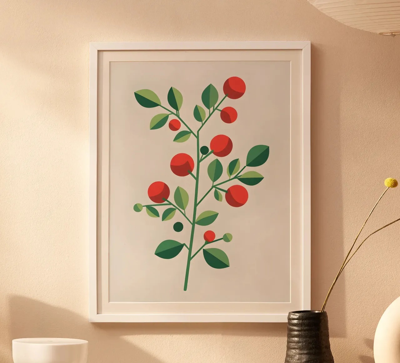 Ramo con bacche poster con telaio in plastica da The Green Room