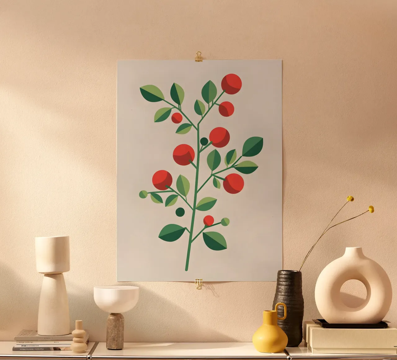 Ramo con bacche poster con telaio in plastica da The Green Room