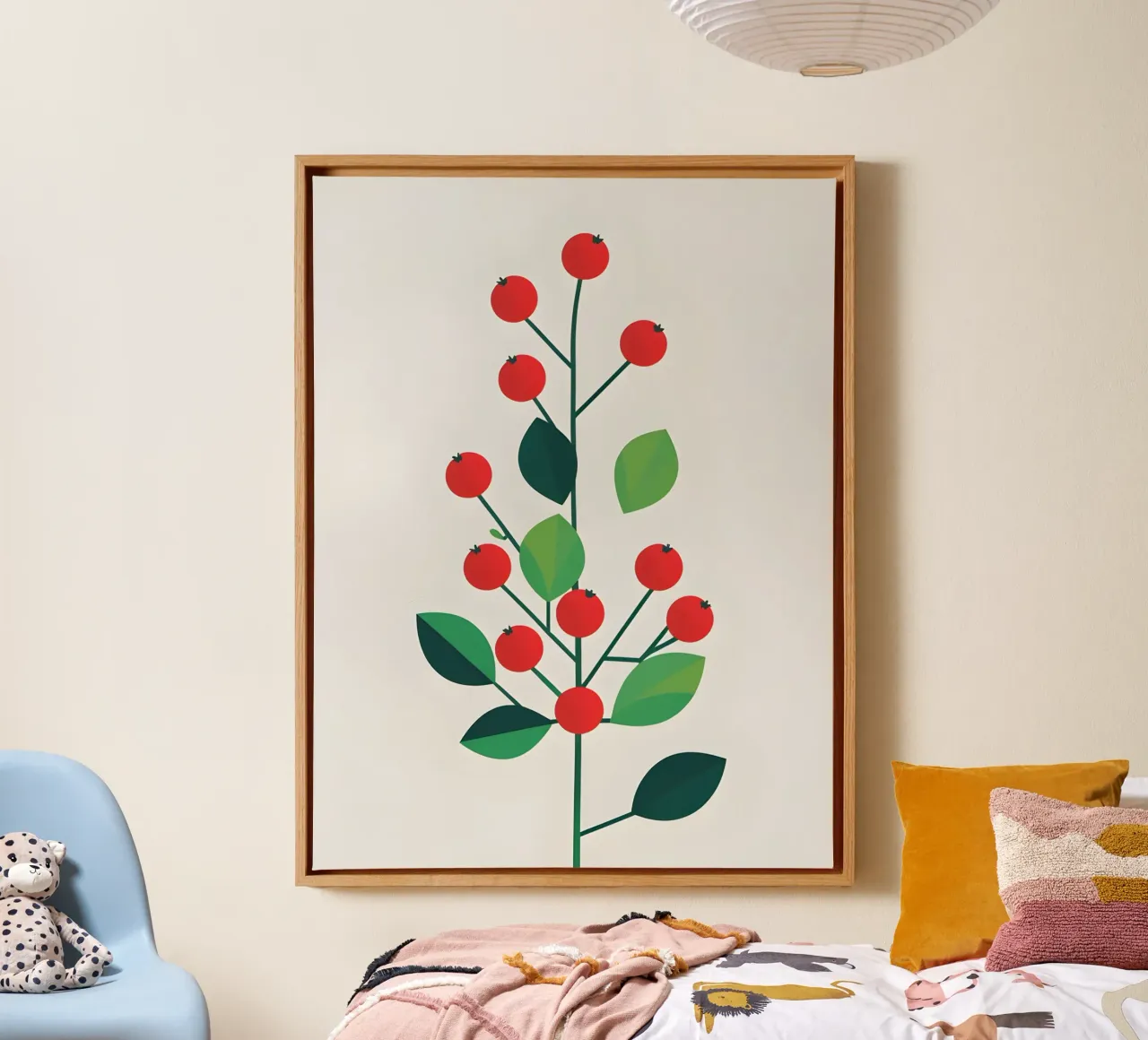 Zweig mit Beeren Leinwand mit Schattenfugenrahmen von The Green Room