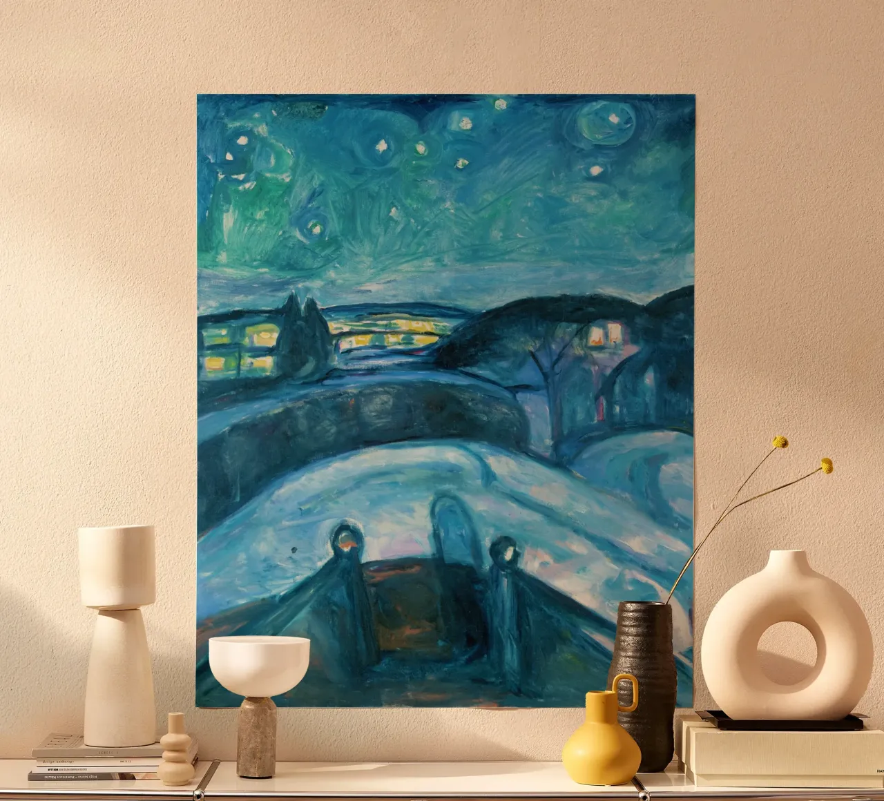 Notte stellata (1893) - Edvard Munch poster con telaio in alluminio da Venus Art
